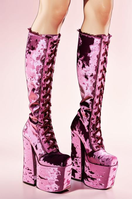 Pink velvet platform heels discount